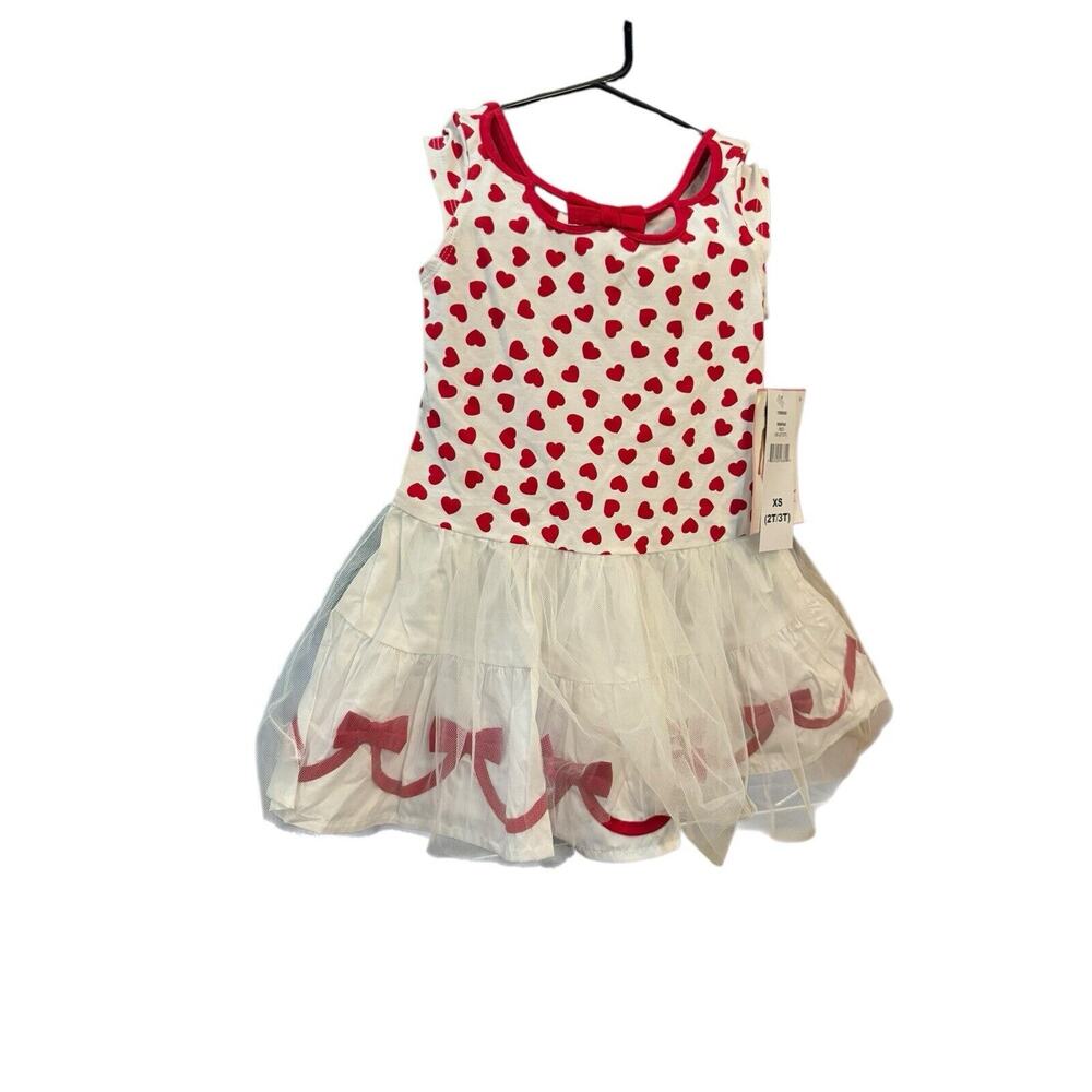 Biscotti Girls Red White Hearts Valentines Tulle Dress XS 2T/3T